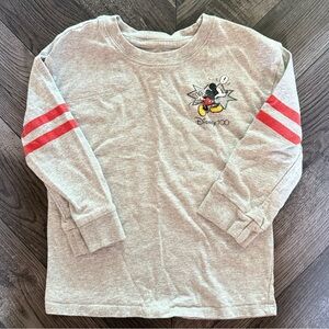 Disney Gray and Red Long Sleeve Tee with Stripes